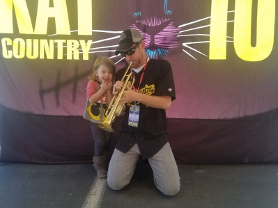 I love playing the country trumpet for the kids